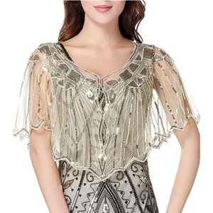Shawl Wraps Sequin Beaded Evening Cape Bridal